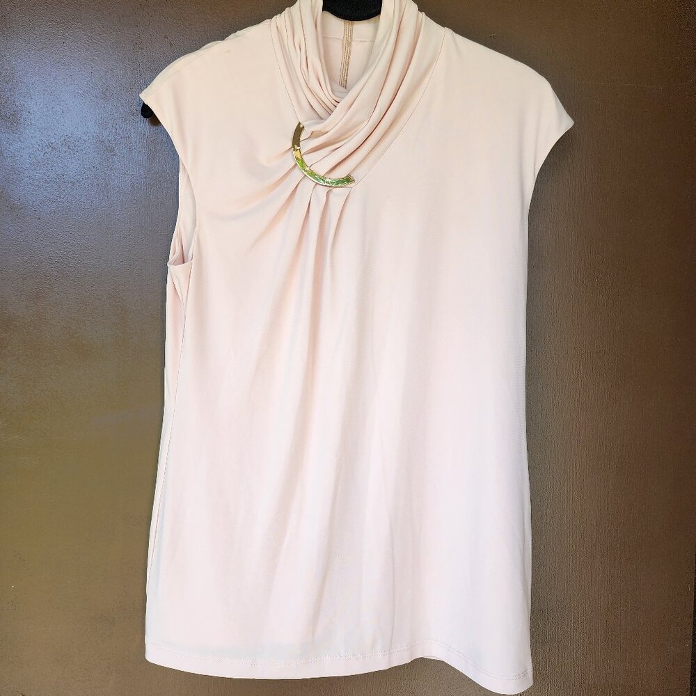 NWOT Calvin Klein Sleeveless Draped Neck Suiting Blouse